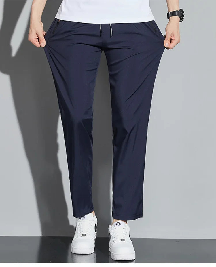 Men's Casual Business Stretch Slim Fit Elastic Waist Jogger Pants Korean Classic Blue Black Gray Male Brand Trousers