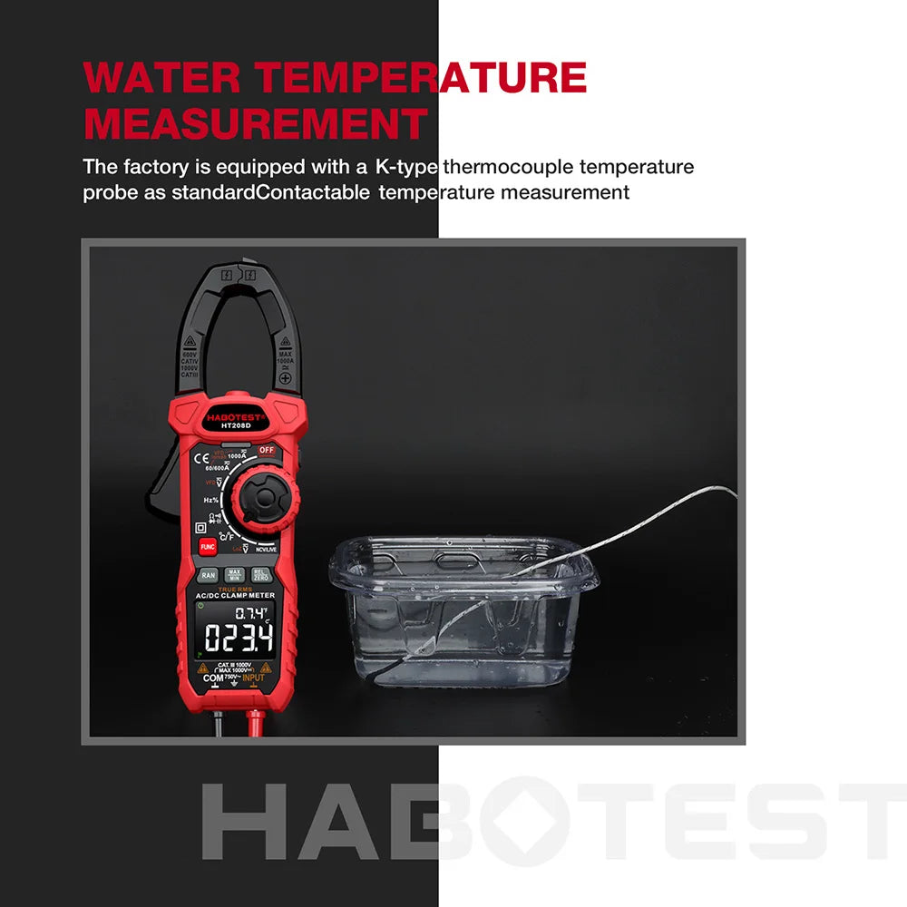 HT208A/D AC/DC Digital Clamp Meter Multimeter Clamp Ammeter True RMS High Precision Capacitance NCV Ohm Hz Tester
