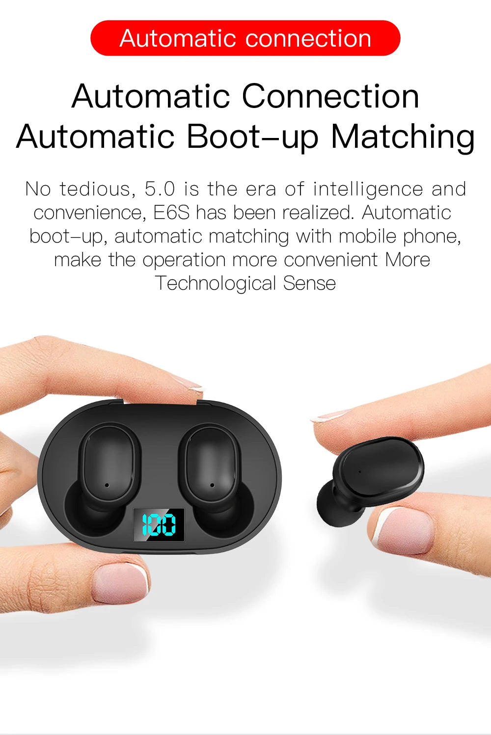 E6s Tws Bluetooth-compatible Earphones Wireless Hands-Free Noise Cancelling Headset