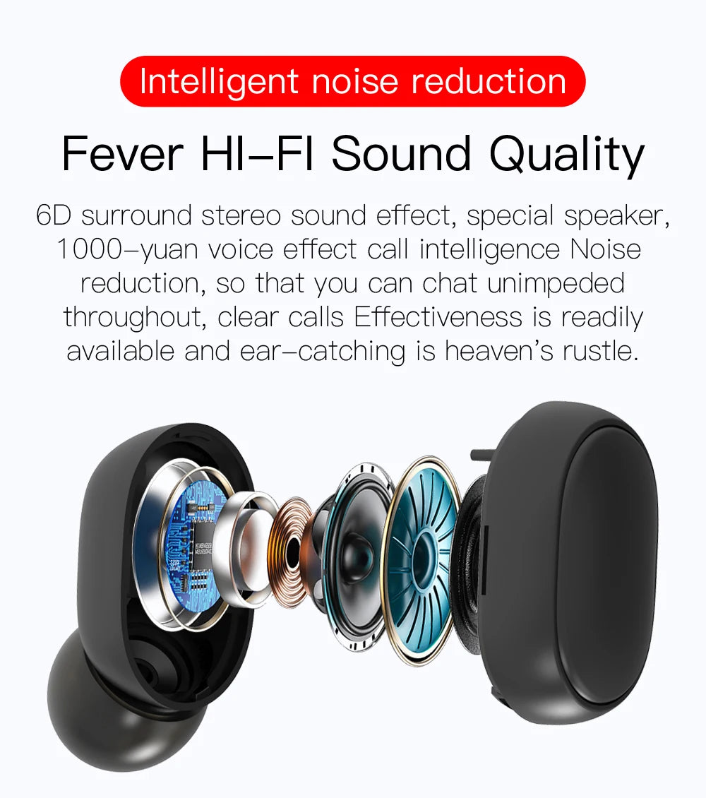 E6s Tws Bluetooth-compatible Earphones Wireless Hands-Free Noise Cancelling Headset