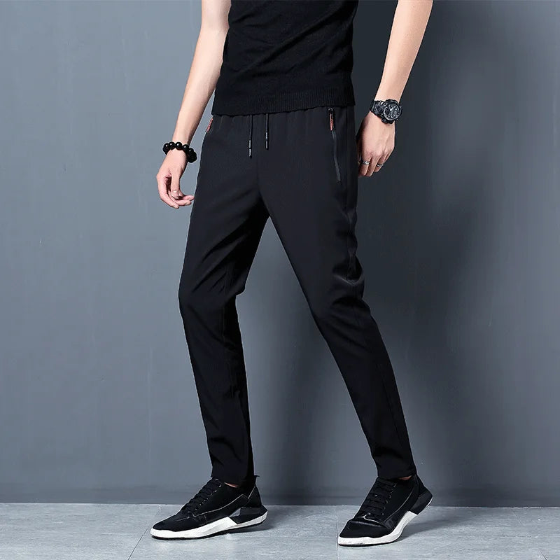 Men's Casual Business Stretch Slim Fit Elastic Waist Jogger Pants Korean Classic Blue Black Gray Male Brand Trousers