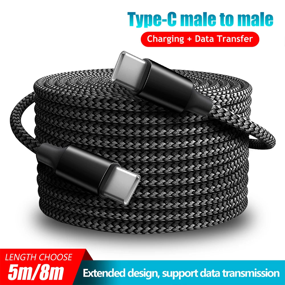 Type-C to Type-C Cable C to C PD 60W 3m 5m 8m 10-meter Extension Cable for iPhone 15 PRO MAX Plus Huawei Samsung Xiaomi OPPO