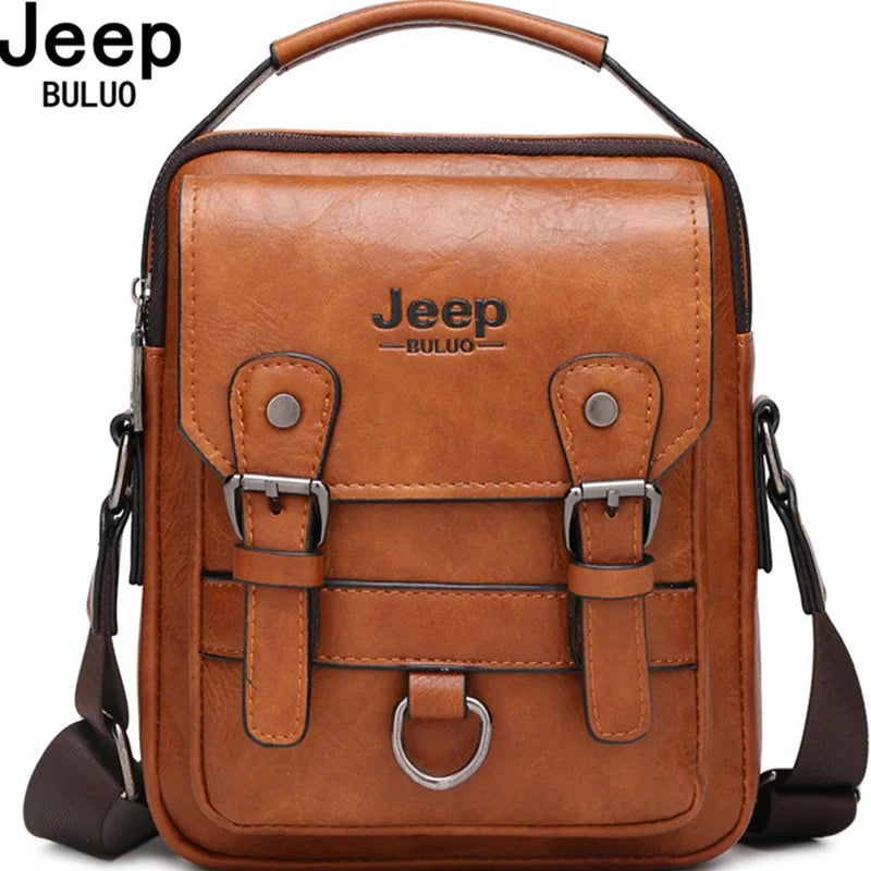 JEEP BULUO Multi-function Business Handbags Men New Men's Shoulder Bag Large Capacity Leather Messenger Bag Crossbody Big Brand