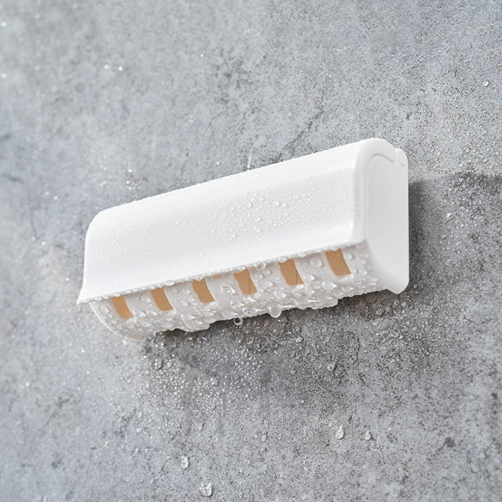 1 For Household 6-Tooth Brush Hook, Wall-Mounted Plastic Toothbrush Holder, Suitable For Bathroom, Rv, Cabinet Storage, White
