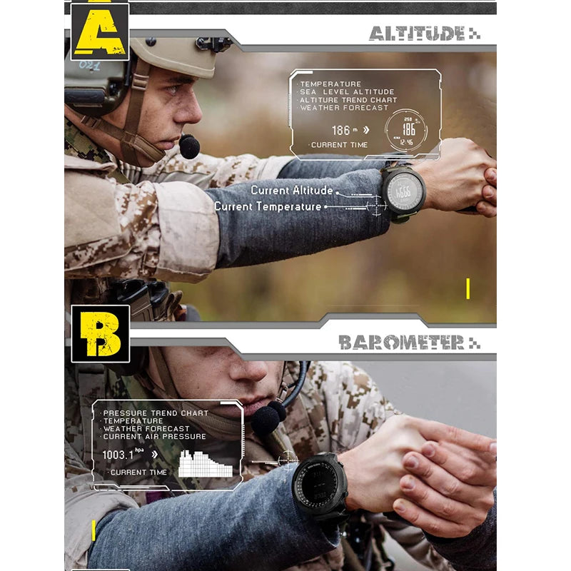 NORTH EDGE Men's sports Digital watch Hours Running Swimming Military Army watches Altimeter Barometer Compass waterproof 50m