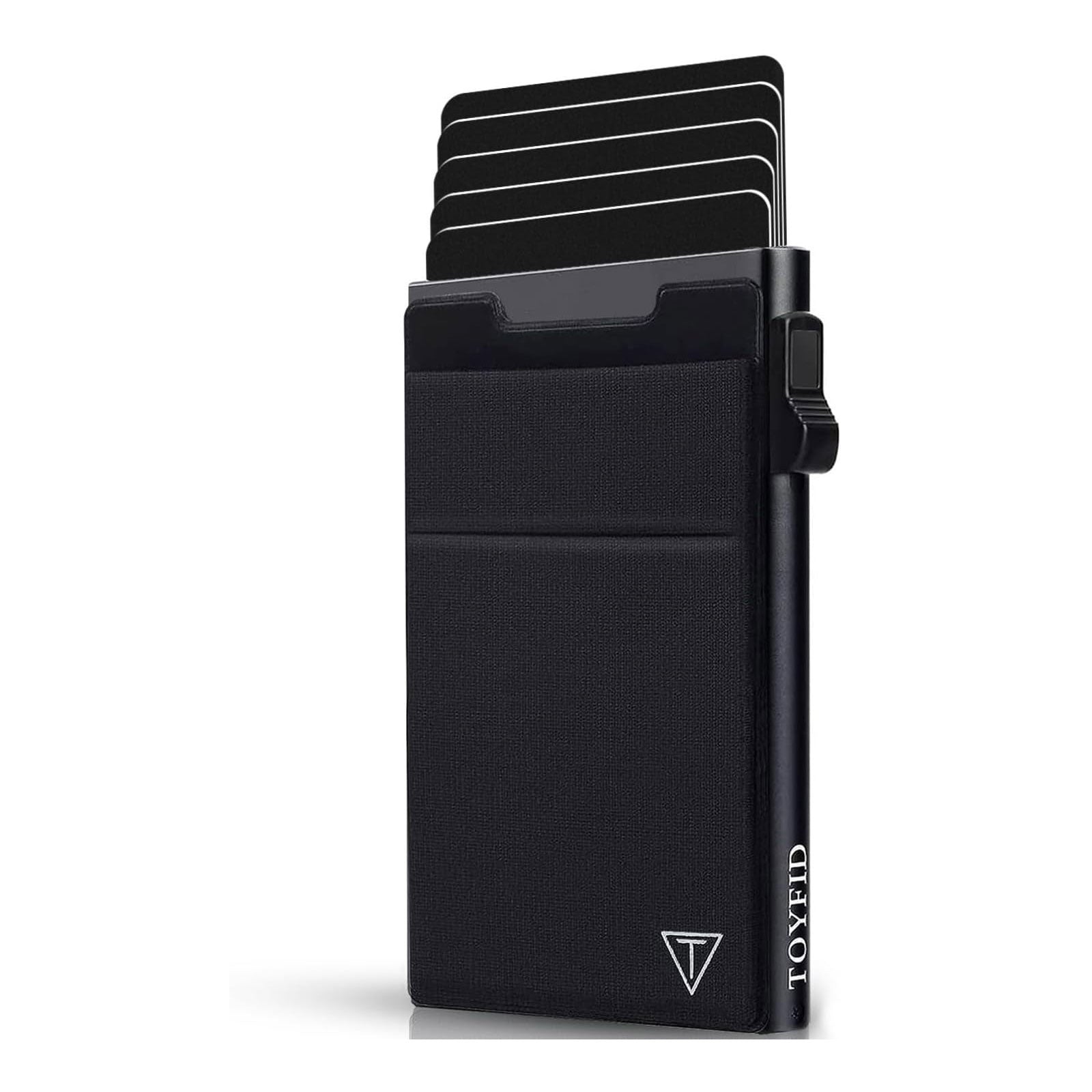 Slim RFID Blocking Wallets, Pop Up Minimalist Card Holder for Men & Women, Metal Thin Front Pocket Wallet Credit Card Holder with Elastic Coin Pocket