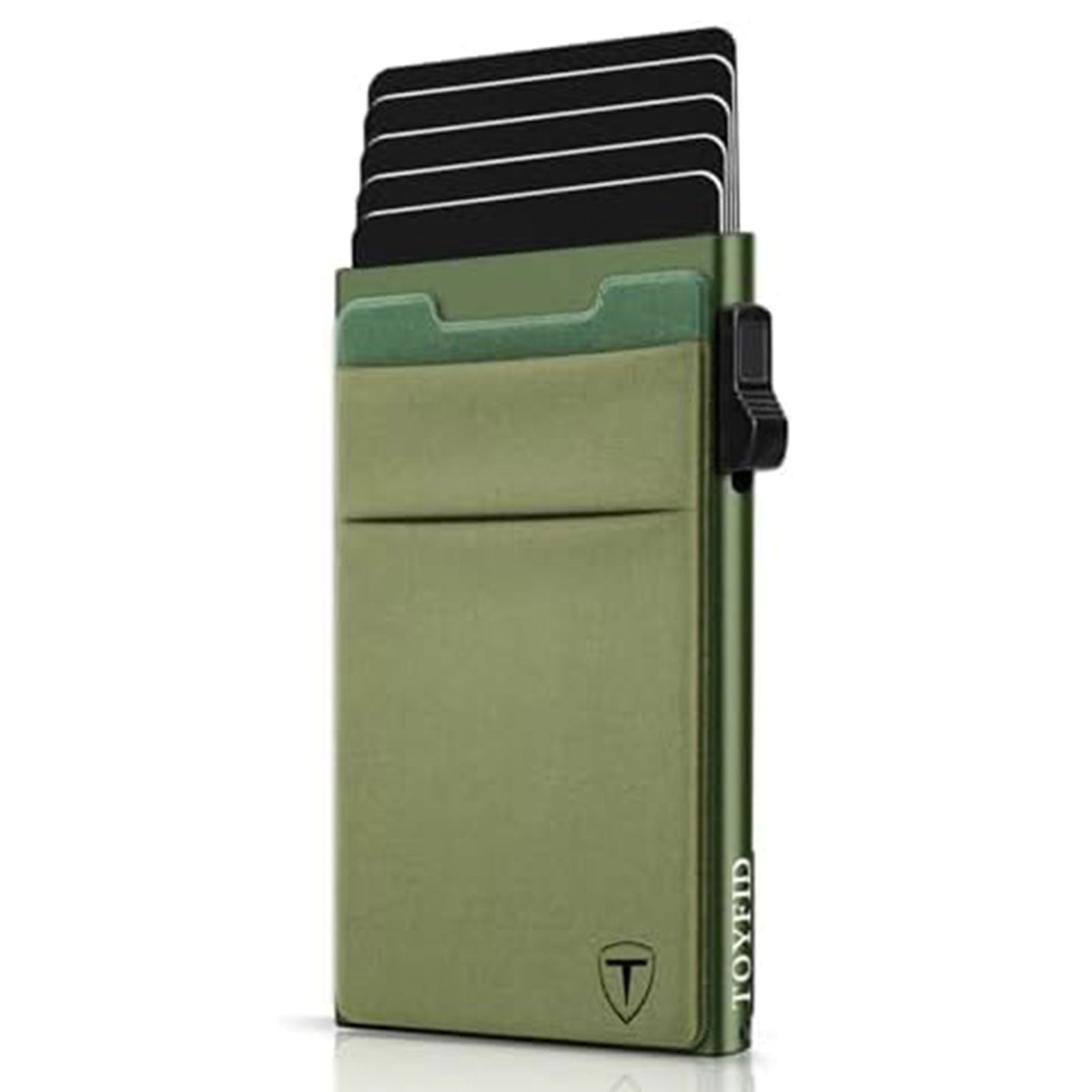 Slim RFID Blocking Wallets, Pop Up Minimalist Card Holder for Men & Women, Metal Thin Front Pocket Wallet Credit Card Holder with Elastic Coin Pocket